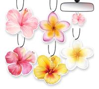 Hibiscus Flower Car Air Freshener | 5pcs Long Lasting Cute Pink Beachy Car Accessories | Car Interior Rear View Mirror Hanging Ornament Scents Decor for Women Teen Girls