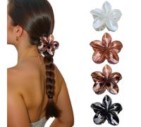 Hibiscus Flower Claw Clips for Women Girls, Large Hair Clips Thick Thin Straight Curly Hair, Aesthetic Plumeria Hawaiian Banana Clip, Beach Decorative Cute Accessories, Non-slip Strong Hold 4pc