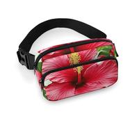 Hibiscus Flower Fanny Packs with Zipper, Personalized Waist Bags with Multiple Pockets, Adjustable Sling Bag for Travel, Waterproof Belt Bag, Crossbody Bags