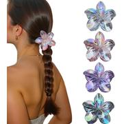Hibiscus Flower Hair Clips for Women Girls, Large Claw Clips Thick Thin Straight Curly Hair, Aesthetic Plumeria Hawaiian Banana Clip, Beach Decorative Cute Accessories, Non-slip Strong Hold 4pc