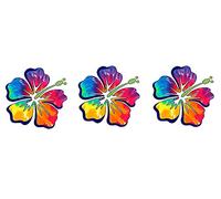 Hibiscus Flower Hawaiian Car Truck Window Laptop Vinyl Decal Sticker 3 inch Rainbow Tie Dye Set of 3