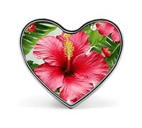 Hibiscus Flower Heart Shape Lapel Pin Personalized Pinback Button Badges Retro Punk Button Pin Kawaii Heart Badges for Men Women Clothes Bags Hats & Gift