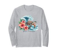 Hibiscus Flower Ocean Wave Sea Turtle Long Sleeve T-Shirt