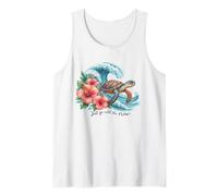 Hibiscus Flower Ocean Wave Sea Turtle Tank Top