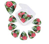 Hibiscus Flower Print Guitar Pick 12 Pack With Guitar Pick Case Guitar Plectrums Pick 0.46mm 0.96mm 0.71mm Guitar Accessories For Bass Electric Acoustic Guitars Ukulele