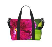 Hibiscus Flower Print Hand Travel Bag Gym Sports Bag Night Bag Beach Travel Bag Weekender Bag for Women Men Black One Size Black One Size, Black, Taglia Unica