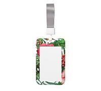 Hibiscus Flower Print Id Badge Holder Sliding Card Holder Vertical Card Protector Cover Case Teacher Lanyard for Office Women Men
