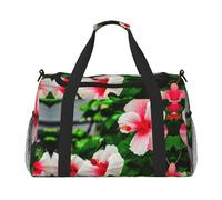 Hibiscus Flowers Hand Travel Bag - Large Reusable Shopping Tote Bag, Perfect for Outdoor Activities, Sports, Camping & Groceries, Black, One Size