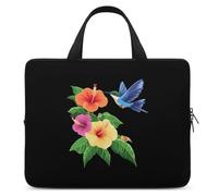 Hibiscus Flowers Hummingbird Laptop Bag Waterproof Computer Carry Case Tablet Protective Cover for Men Women