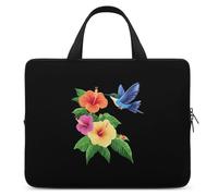 Hibiscus Flowers Hummingbird Laptop Bag Waterproof Computer Carry Case Tablet Protective Cover for Men Women