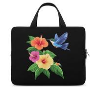 Hibiscus Flowers Hummingbird Laptop Bag Waterproof Computer Carry Case Tablet Protective Cover for Men Women