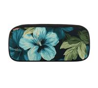 Hibiscus Flowers Pattern Pencil Case Waterproof Leather Pencil Pouch Multi-purpose Aesthetic Makeup Bag Cute Pen Bag Large Cosmetic Bag for Office Stationery, Travel