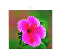 Hibiscus Flowers Pattern Print Dish Drying Mat for Kitchen Absorbent Backing Pad Reusable Washable with Non-Slip