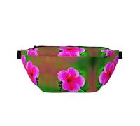 Hibiscus Flowers Pattern Print Fashionable Waist Bag - Sling Bag with Zipper Pockets, Large Capacity Crossbody Chest Bum Bag