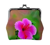 Hibiscus Flowers pattern Print Portable Women Coin Purse Cute Mini Zipper Wallet with Kiss Lock Credit Cards, Black, One Size