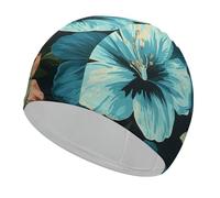 Hibiscus Flowers Pattern Swim Cap for Women Men Swimming Hat Bath Waterproof Pool Caps for Long Thick Curly Hair