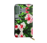 Hibiscus Flowers Print Leather Long Clutch Wallet â€“ Fashionable Personalized Wallet, Multiple Card Slots, Gift Ready, Black, One Size