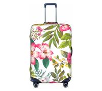 Hibiscus Flowers Print Travel Elastic Suitcase Luggage Baggage Cover Protector, Washable And Anti-Scratch, White, M