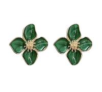 Hibiscus French Vintage Style Fashion Korean Wedding Jewelry Drop Glaze Flower Stud Earrings for Women and Girls