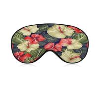 Hibiscus Leaves Background Eye Mask, Adjustable Strip, Blocks Light Sleep Mask, Sleep Eye Mask for Night Sleeping Travel Nap 8.1 * 4.1 Inches