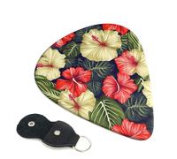 Hibiscus Leaves Background Guitar Picks 6-Pack - Pick Set (0.46mm / 0.71mm / 0.96mm) Suitable For Guitar And Ukulele Playing