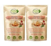 Hibiscus Mint Tea with Stevia - Organic Herbal Tea Bags for Summer Iced Tea or Soothing Hot Brew - Naturally Sweet Caffeine Free Infusion - The Natural Health Market - 100 Bags (2x50 Pack)