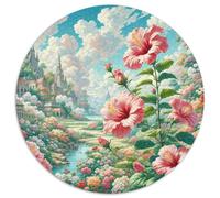 Hibiscus Mutabilis 1000 Pieces Jigsaw Puzzles 12 Years And Up Flower Round Puzzle Unique Challenge Family Game Stress Reliever Expert Skill Level 1000pcs (67.5x67.5cm)