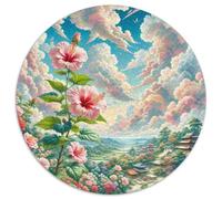 Hibiscus Mutabilis 1000 Pieces Jigsaw Puzzles for Adults And Kids Flower Round Jigsaw Puzzles Unique Challenge Family Game Stress Reliever Expert Skill Level 1000pcs (67.5x67.5cm)