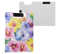 Hibiscus Syriacus Summer Flowers Clipboard Foldable Double Metal Clips Pen Holder Clip Board with Hard Cover Clipboard Clipfolio College Students