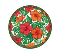 Hibiscus Tropical Flower Bloom Round Metal Tin Sign