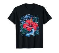 Hibiscus Wave Tropical Storm Ocean Thunder T-Shirt