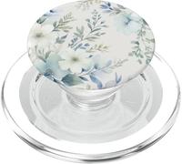 Hibiscus White and Blue Flowers Floral Pattern PopSockets PopGrip for MagSafe