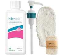 Hibiwash Antibacterial Body Wash Kit 500ml - Formerly Hibiscrub with Pump, PillPharm Exfoliating Glove | Ideal for Surgical Prep and Sensitive Skin