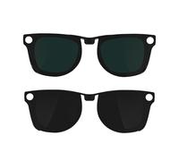HIBLOKS 2Pcs Polarized Clip for Ray-Ban Meta Wayfarer (RW4008/RW4012 53-22) | Matte Black Frame Discoloration Clip-on for Meta Wayfarer Gen1/2 (RW4008/RW4012 Large 53-22), Cool & Fashion (Black+Green)