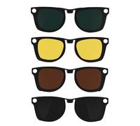 HIBLOKS 4Pcs Polarized Clip for Ray-Ban Meta Wayfarer RW4006 Smart Glasses (Size M 50-22), Discoloration Clips for Ray-Ban Meta Wayfarer Protect Your Eyes, Cool and Fashion (Black+Green+Brown+Yellow)