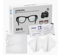 HiBloks Lens Cleaning Wipes for Ray-Ban Meta & Oakley Meta Smart Glasses | Pack of 100 moistened lens wipes and 2 pieces cleaning cloth for Rayban Meta/Oakley Meta Smart Glasses Wipes