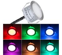 HIBOITEC 1 Pack Decking Lights, RGBW Multicolor Chasing Effect, Waterproof IP67 LED Deck Lights, Ø42MM 12V Kitchen Plinth Lighting for Terrace/Patio/Path/Garden/Decoration (Power adapter not included)