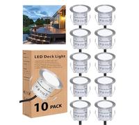 HIBOITEC 10PCS Decking Lights, 0.6W LED Deck Lights, Warm White Deck Lighting IP67 Waterproof, 12V Low Voltage Kitchen Plinth Lights for Yard, Garden Steps, Patio, Stair, Driveway