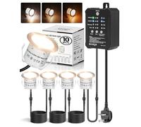HIBOITEC 10Pcs Decking Lights 3 Colors with Timer ＆ Dusk to Dawn Sensor