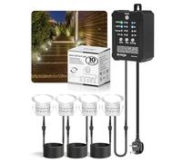 HIBOITEC 10Pcs Low Voltage LED Decking Lights, Waterproof IP67 Outdoor Decking Lights with Timer and Photocell Sensor, Dimmable Deck & Patio Lighting with Dusk to Dawn Sensor for Garden (Cool White)