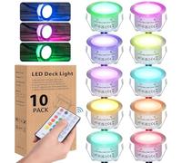HIBOITEC 10Pcs RGBW Deck Lights, 12V Multicolor Chasing Effect with Remote