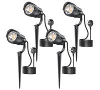 HIBOITEC 12W Garden Lighting 1320lm, 4Pcs Waterproof LED Garden Spot Lights with Ground Stake 1,5m Plug, LED Landscape Spotlights 3000K, Outdoor Spike Light for Gardens, Terraces, Plants, Pathways