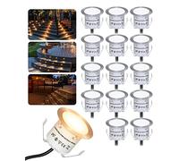 HIBOITEC 16PCS Decking Lights, Warm White Deck Lighting IP67 Waterproof, 0.6W 12V Low Voltage Plinth Lights for Kitchen,Yard, Garden Steps, Patio, Stair,Driveway