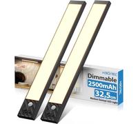 HIBOITEC 2500mAh Under Cupboard Kitchen Lights, 32.5CM Motion Sensor Lights Indoor, 70 LED Kitchen Under Cabinet Lighting, USB-C Rechargeable Strip Lamp for Cupboard, Wardrobe, Warm White