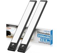 HIBOITEC 2500mAh Under Cupboard Kitchen Lights, 350Lumens＆Dimmable Wardrobe Lights Motion Sensor, USB-C Rechargeable Kitchen Under Cabinet Lighting, Magnetic ＆ Hanging Design Cupboard Lamp, Cool White