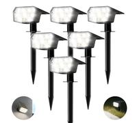 HIBOITEC 59LED Solar Lights Outdoor Garden, IP65 Garden Lights Solar Powered Waterproof, 3 Brightness Dusk to Dawn Outdoor SpotLights for Yard Trees Pathway, 6000k White (6Pack)