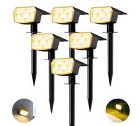 HIBOITEC 59LED Solar Lights Outdoor Garden, IP65 Garden Lights Solar Powered Waterproof, 3 Brightness Dusk to Dawn Outdoor SpotLights for Yard Trees Pathway, 3000k Warm White (6Pack)