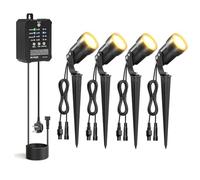 HIBOITEC 5W 4Pcs Dimmable Garden Lights, Dusk to Dawn Sensor & Timer, Detachable Design Spotlight with 40W Smart Transformer, IP65 Weatherproof 2700K Warm Outdoor Light Mains Powered for Yard Pathway