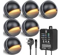 HIBOITEC 6Pack Dimmable Low Voltage Garden Lights with Transformer Photocell Sensor and Timer, IP67 Waterproof LED Fence Lights for Outside Backyard, Fence, Yard, Patio, Pathway (Warm White Light)