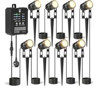 HIBOITEC 8PCS Low Voltage Garden Lights with Transformer, 68FT Photocell Sensor Garden Spotlights Mains Powered Dimmable 2700K Waterproof Pathway Lighting, Timer Outdoor Lights for House Yard Trees